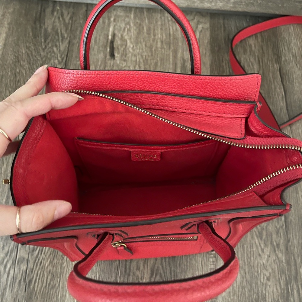Authentic Celine Nano Luggage Red Bag Crossbody - Picture 4 of 15